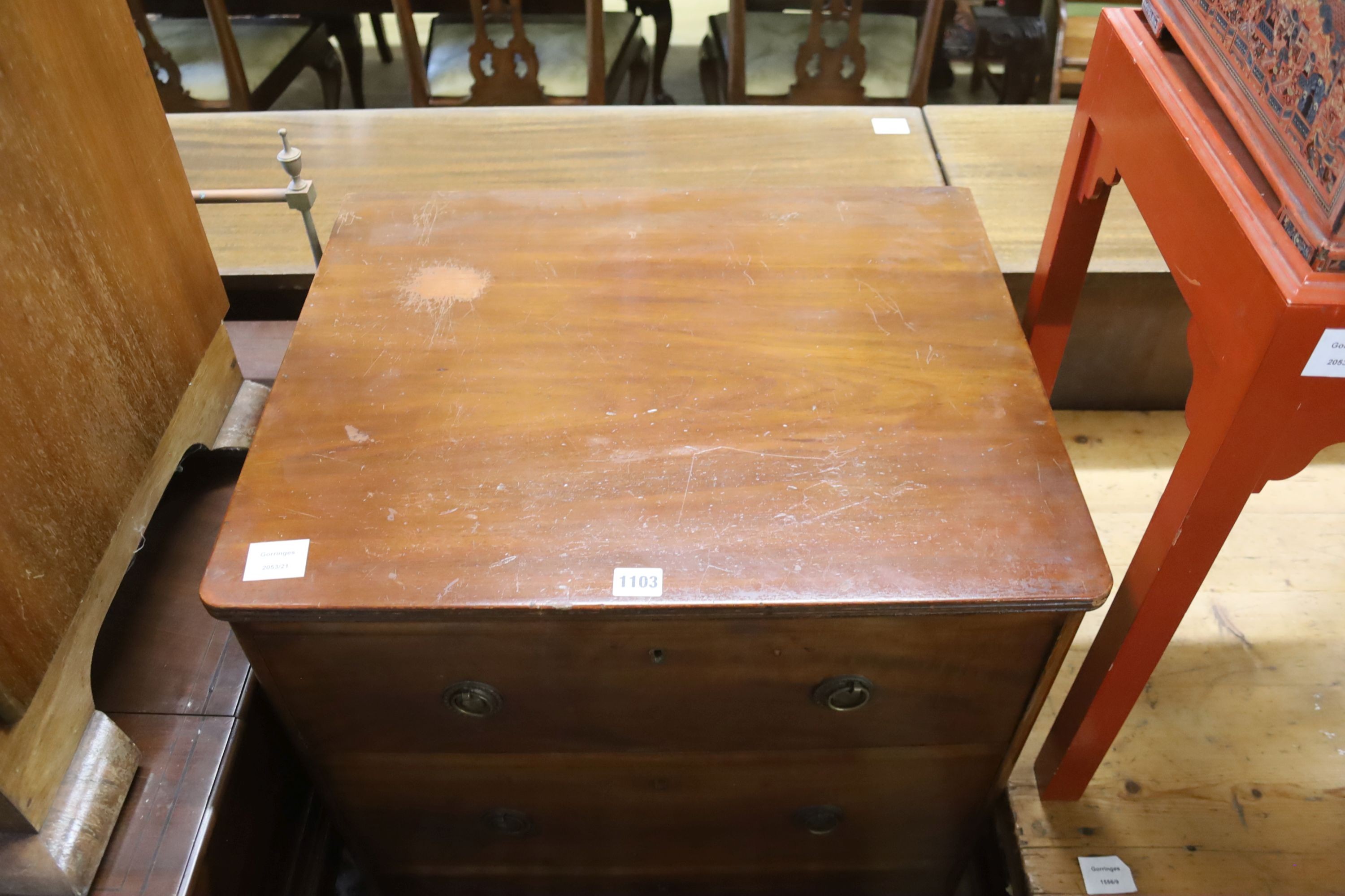 A George III style mahogany chest of four drawers, width 60cm, depth 37cm, height 75cm